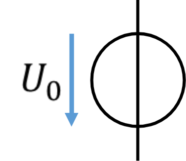 Symbole de la source de tension idéale avec la tension de source U0