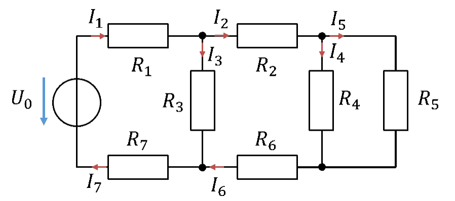 Network with the currents I1 to I7