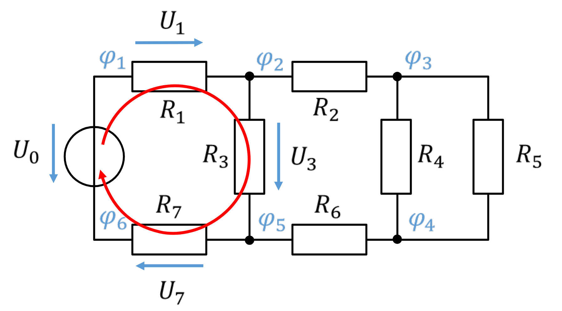 Mesh through U0, R1, R3 and R7