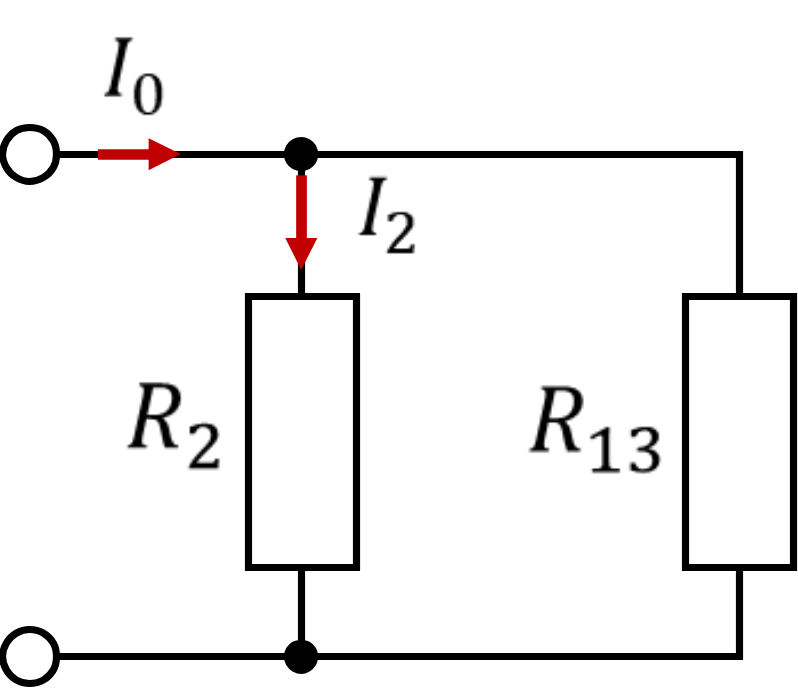 Diviseur de courant composé de R2 et R13