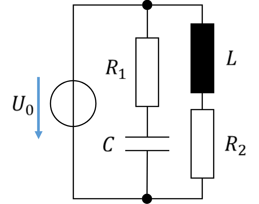 Network of R1 and C in parallel with L and R2