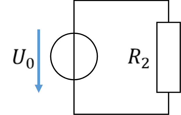 Equivalent circuit for DC voltage: only R2 is effective