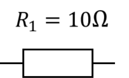 Circuit symbol of a resistor R1 = 10 Ω