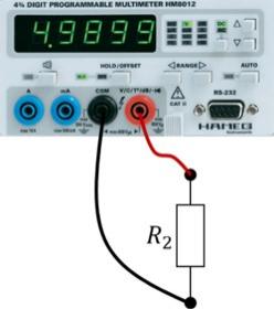 Connecting the multimeter to measure the resistance of R2