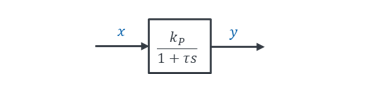 PT1-Glied k_P / (1 + τs) von x nach y